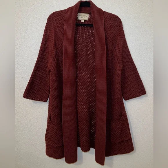 Lucky Brand Cardigan Burgundy 3/4 Sleeve size Large - Picture 1 of 7